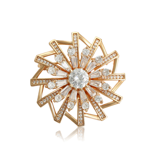Xpiral – 18K Gold Luxury Monogram Brooch | Signature Statement Pin for Women