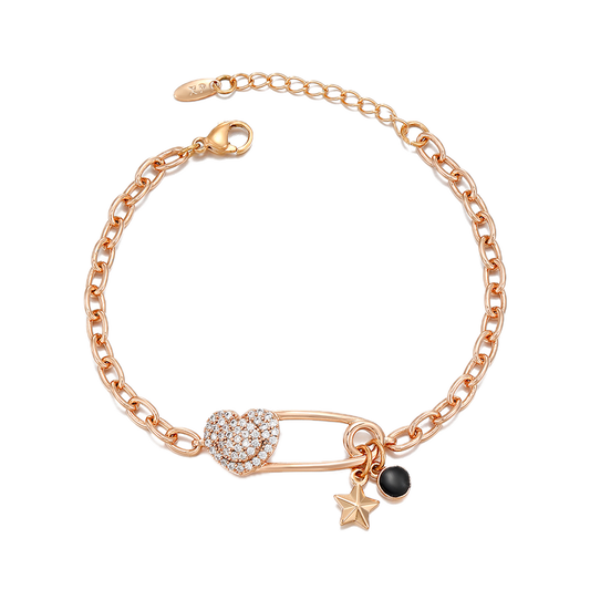 Filoro – 18K Gold Plated Chain Bracelet with White Cubic Zirconia | Delicate Everyday Bracelet for Women
