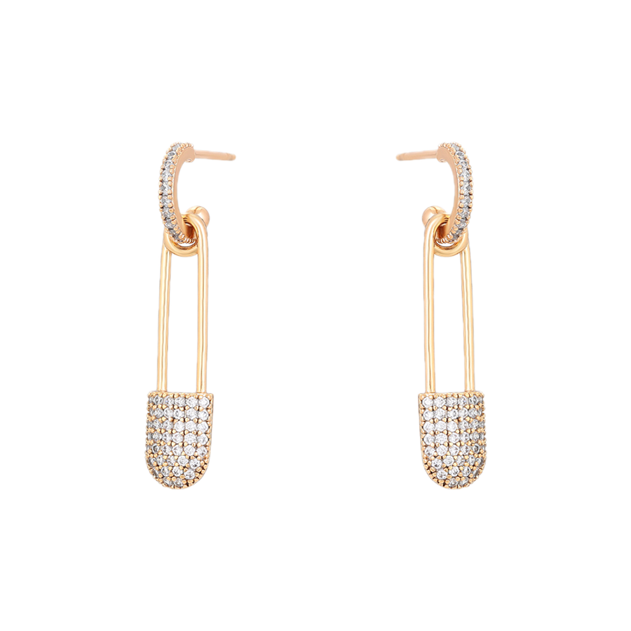 Stellara – 18K Gold Drop Earrings with White Cubic Zirconia Accents | Constellation Daily Earrings for Women