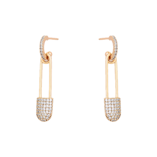 Stellara – 18K Gold Drop Earrings with White Cubic Zirconia Accents | Constellation Daily Earrings for Women