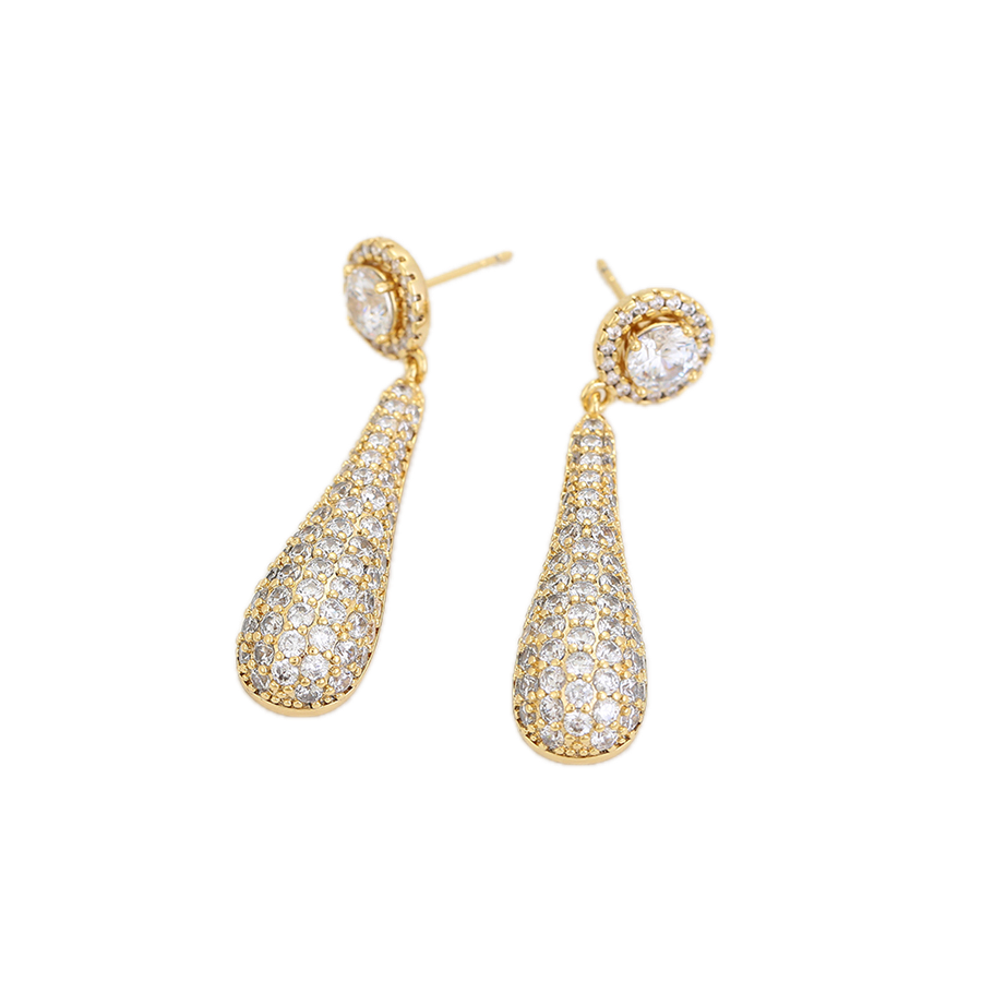 Aurantē – 14K Gold Luxury Drop Earrings with White Cubic Zirconia | Premium Occasion Earrings for Women
