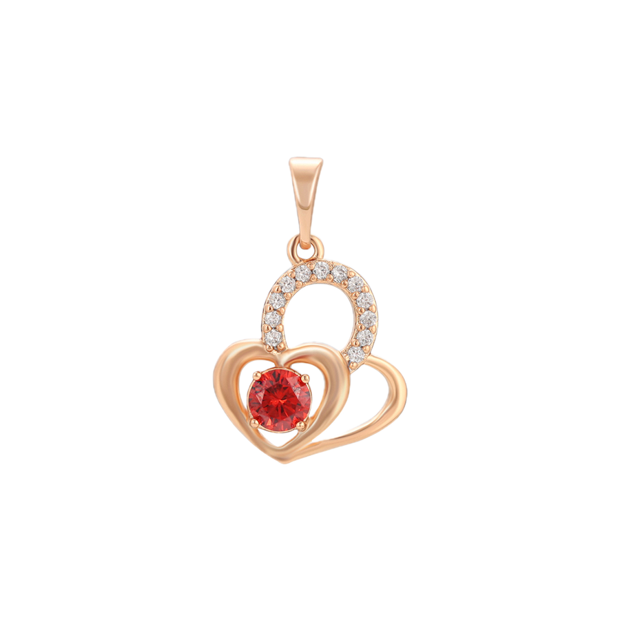 Xperia – 18K Gold Plated Signature Pendant with Garnet Cubic Zirconia | Statement Necklace for Women