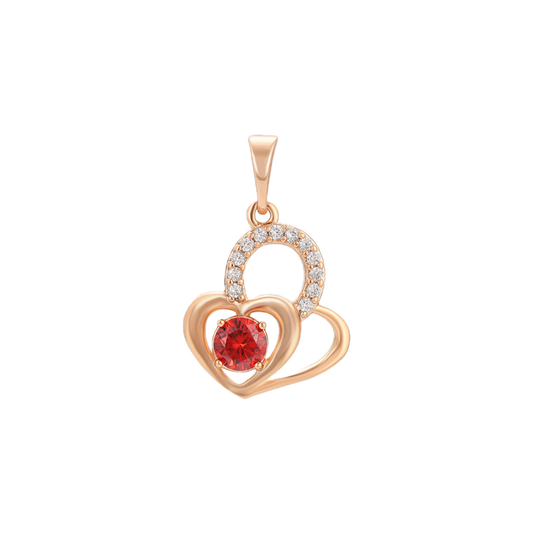 Xperia – 18K Gold Plated Signature Pendant with Garnet Cubic Zirconia | Statement Necklace for Women