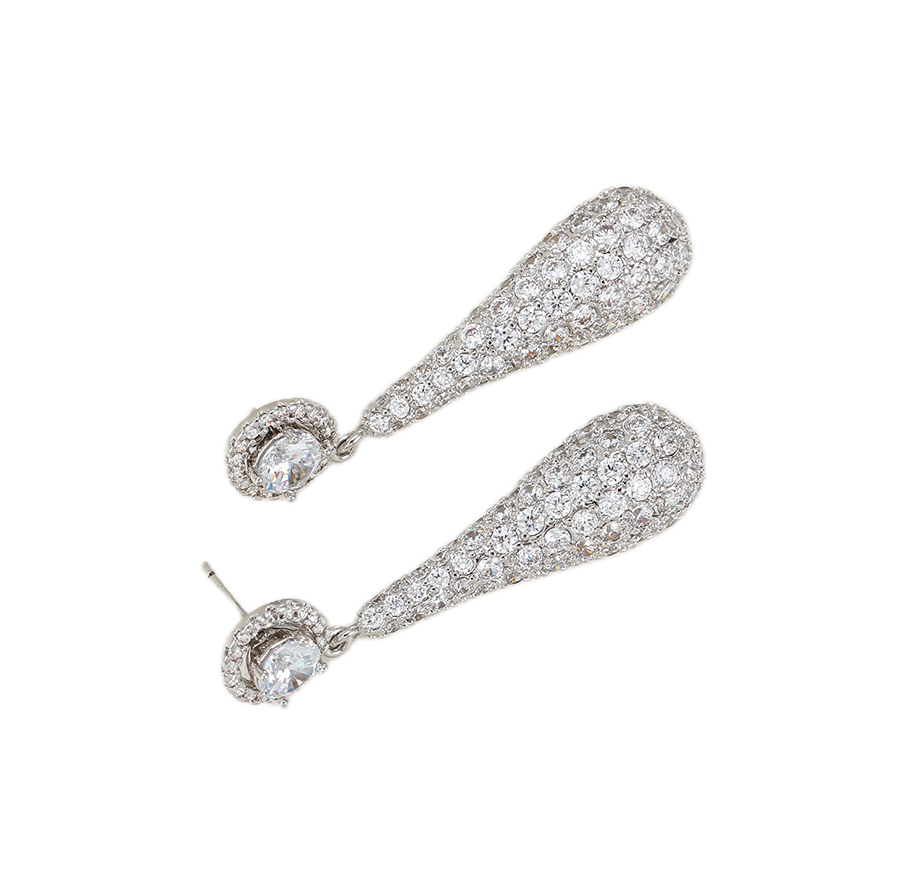 Platura – Platinum Plated Drop Earrings with White Cubic Zirconia | Refined Daily Earrings for Women