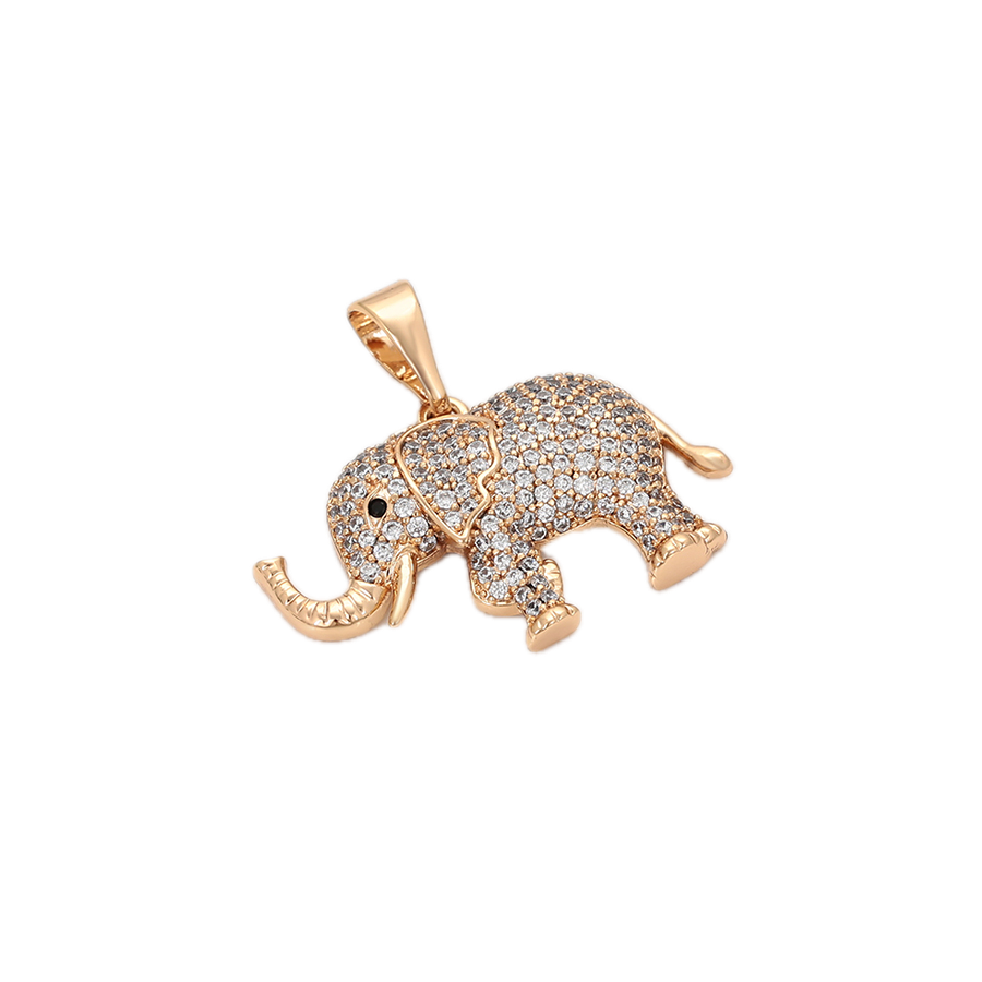 Cursiva – 18K Gold Plated Large Elephant Pendant with White Cubic Zirconia | Signature Statement Necklace for Women