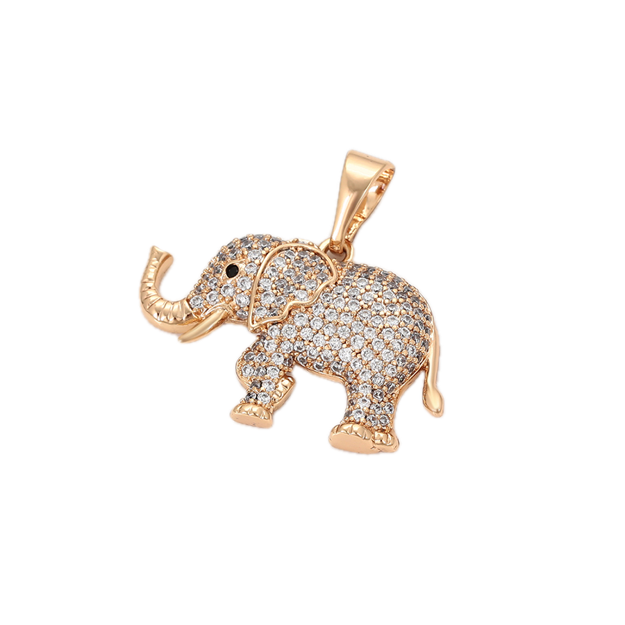 Cursiva – 18K Gold Plated Large Elephant Pendant with White Cubic Zirconia | Signature Statement Necklace for Women