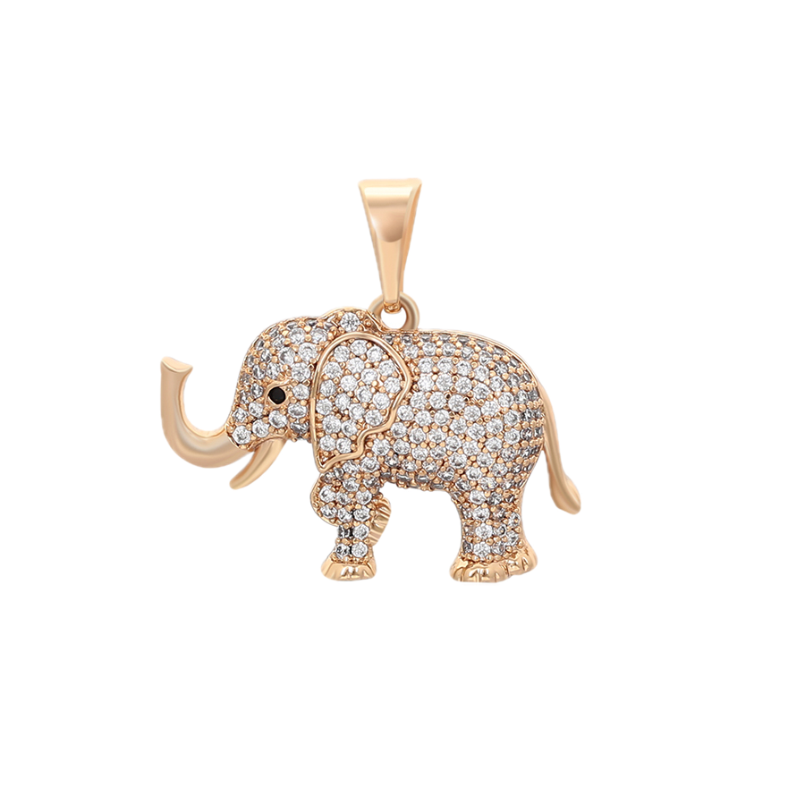 Cursiva – 18K Gold Plated Large Elephant Pendant with White Cubic Zirconia | Signature Statement Necklace for Women