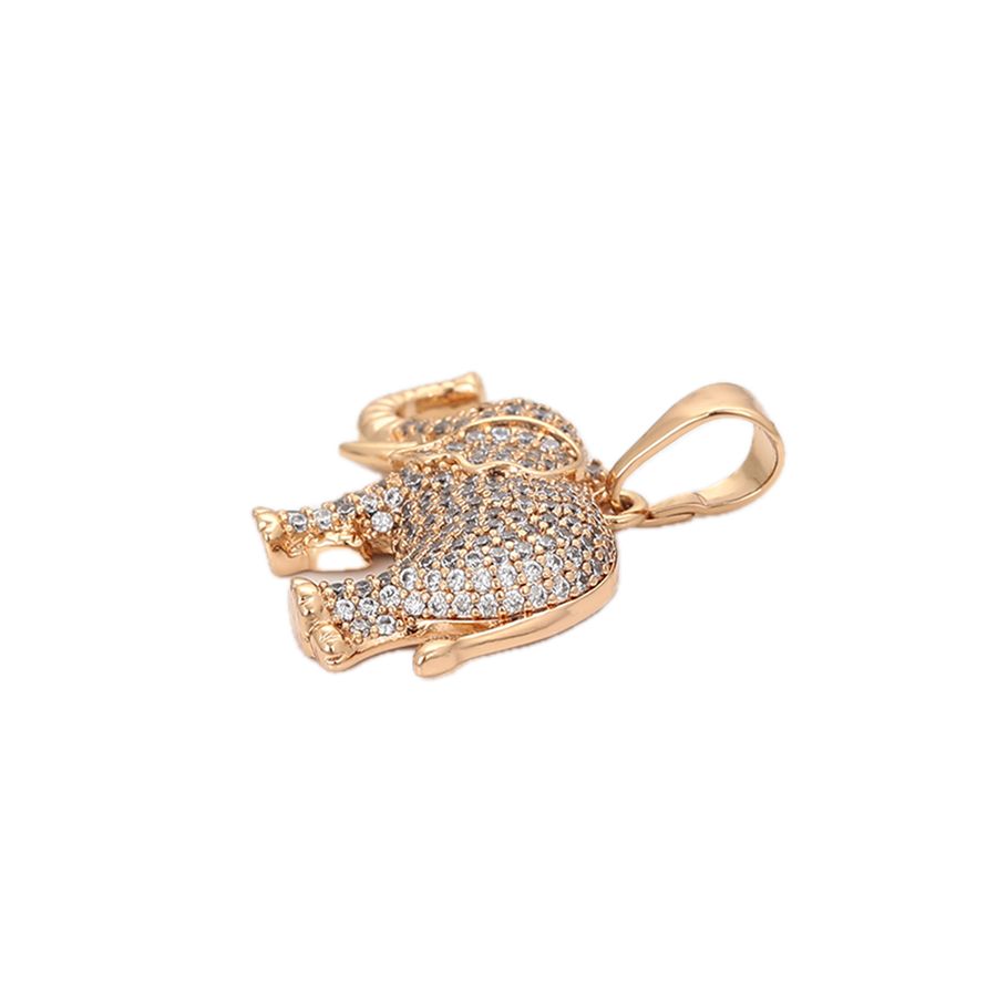 Cursiva – 18K Gold Plated Large Elephant Pendant with White Cubic Zirconia | Signature Statement Necklace for Women