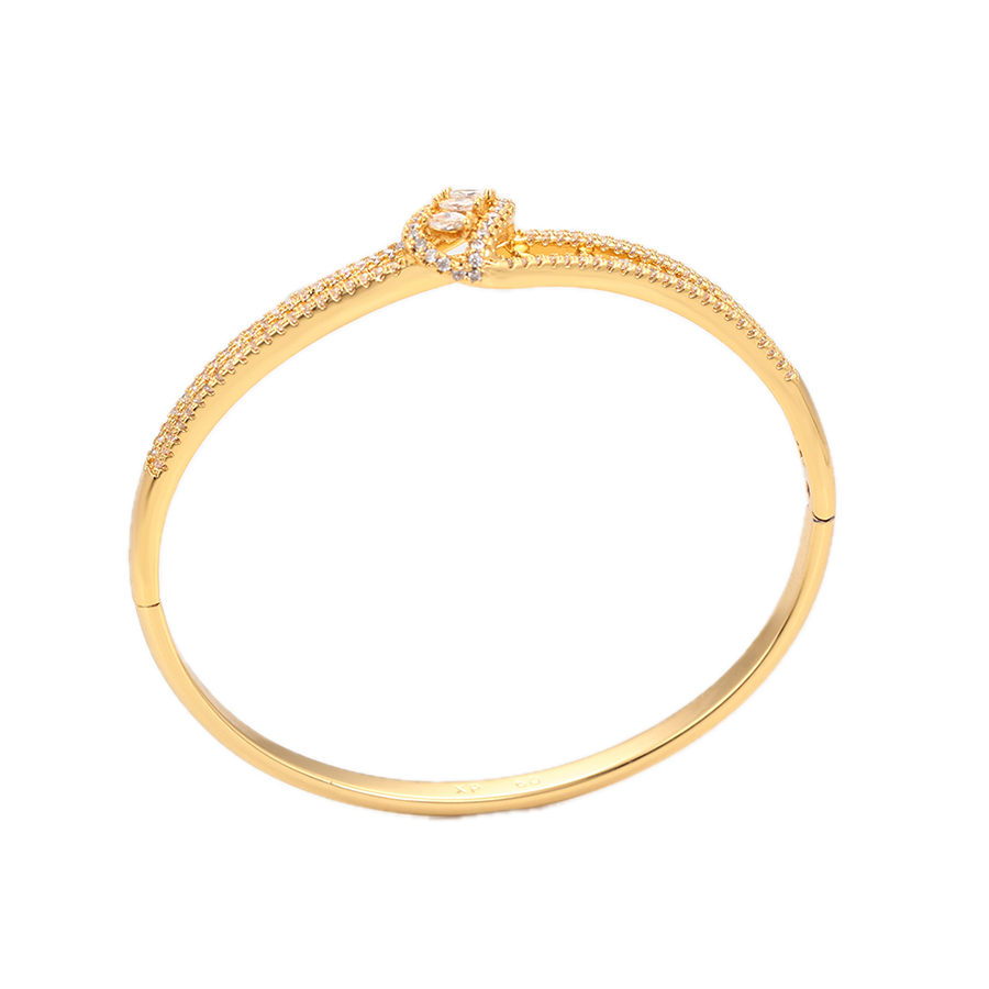 Soluma – 24K Gold Plated Wide Bangle with White Cubic Zirconia | Opulent Daily Wear Bangle for Women