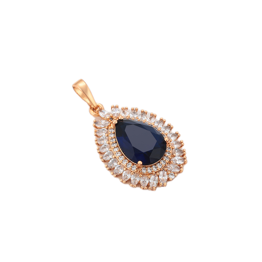 Azurel – 18K Gold Plated Pendant with Dark Blue Cubic Zirconia | Sapphire-Style Statement Necklace for Women