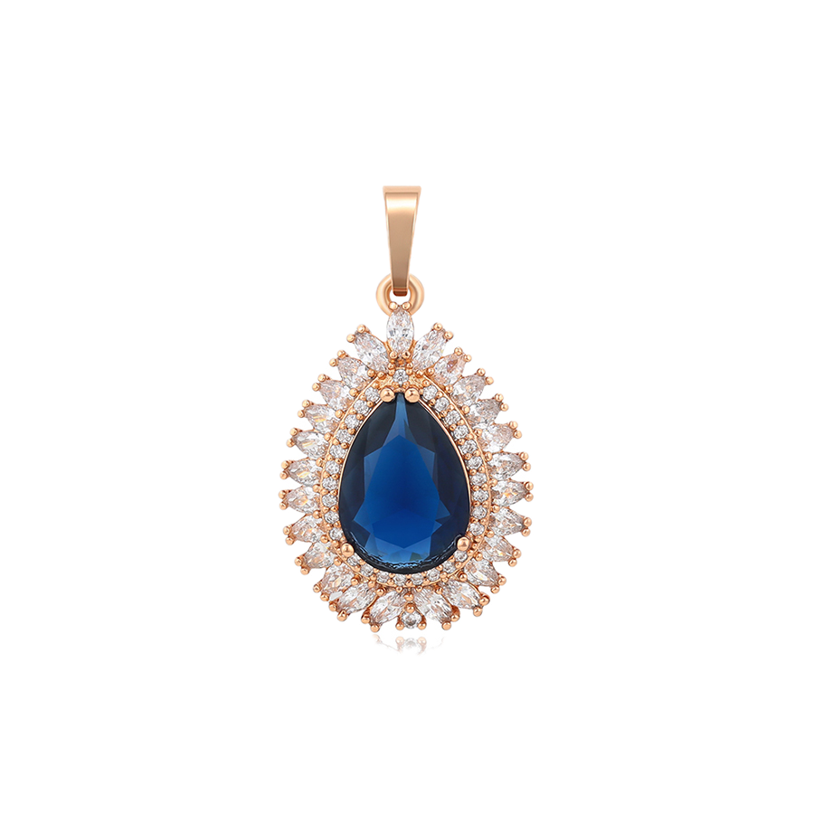 Azurel – 18K Gold Plated Pendant with Dark Blue Cubic Zirconia | Sapphire-Style Statement Necklace for Women