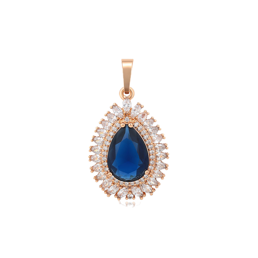 Azurel – 18K Gold Plated Pendant with Dark Blue Cubic Zirconia | Sapphire-Style Statement Necklace for Women