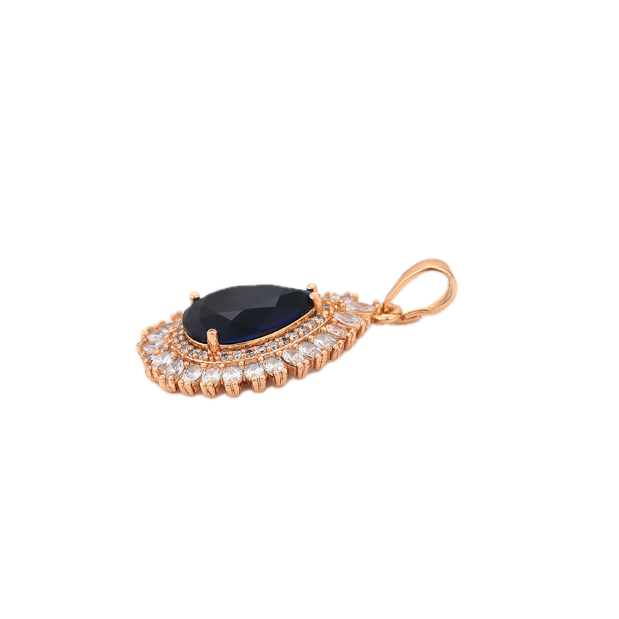 Azurel – 18K Gold Plated Pendant with Dark Blue Cubic Zirconia | Sapphire-Style Statement Necklace for Women