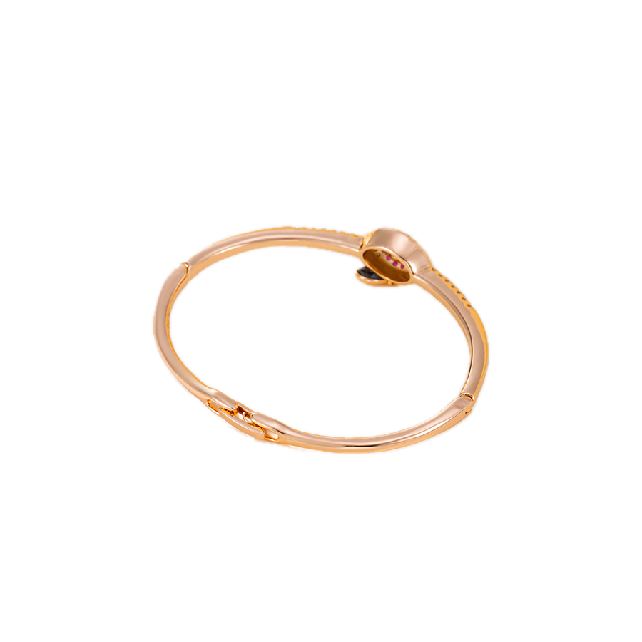 Azuréa – 18K Gold Plated Crystal Bangle with Dark Blue Synthetic Crystal | Artisan Statement Bangle for Women