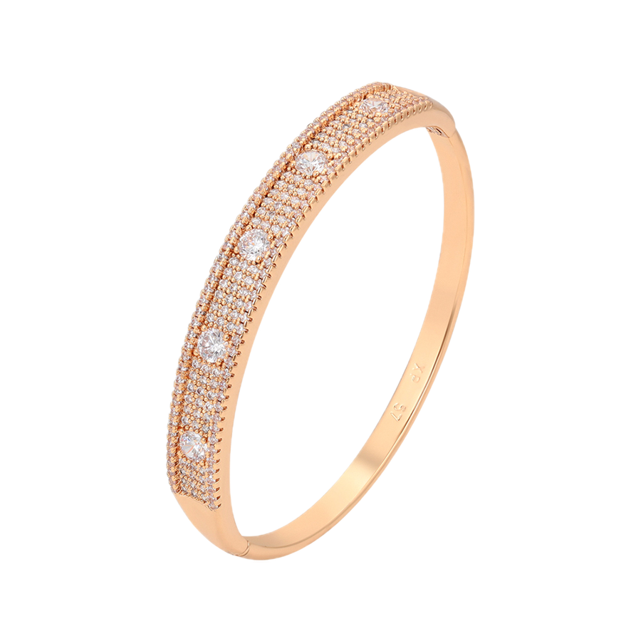 Cruxel – 18K Gold Plated Cross Design Bangle with White Cubic Zirconia | Signature Everyday Bangle for Women