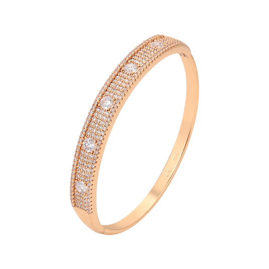 Cruxel – 18K Gold Plated Cross Design Bangle with White Cubic Zirconia | Signature Everyday Bangle for Women