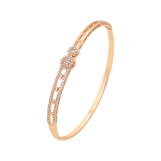 Sérène – 18K Gold Plated Special Edition Bangle with White Cubic Zirconia | Refined Occasion Bracelet for Women