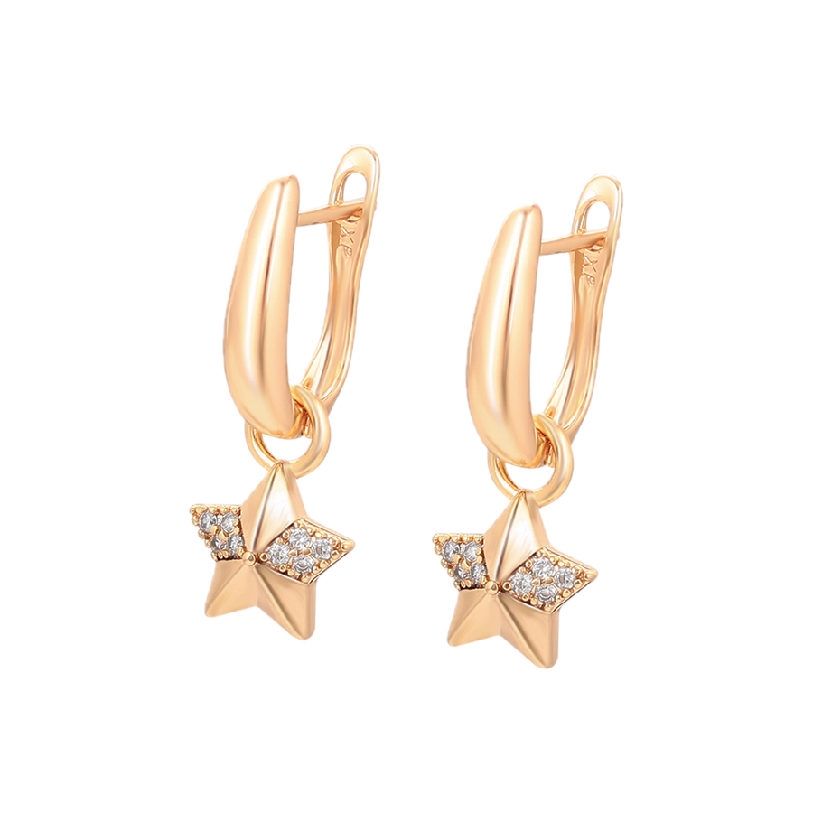 Aurela – 18K Gold Drop Earrings with White Cubic Zirconia | Elegant Daily Earrings for Women
