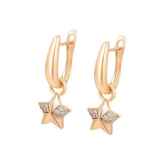 Aurela – 18K Gold Drop Earrings with White Cubic Zirconia | Elegant Daily Earrings for Women