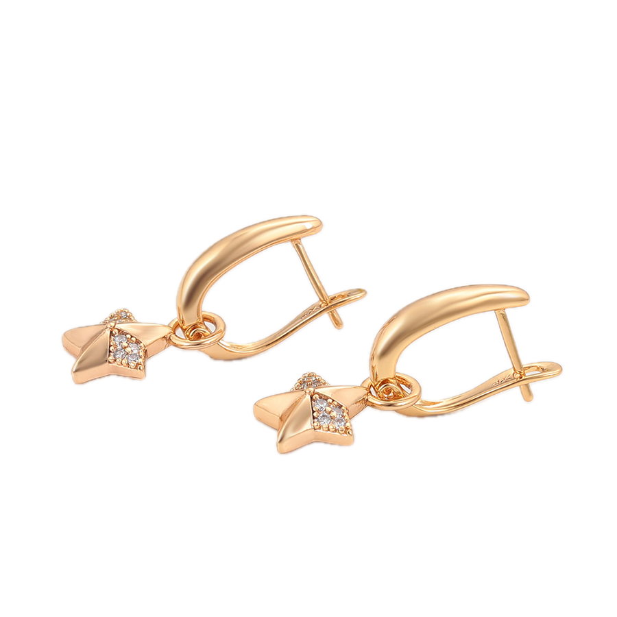 Aurela – 18K Gold Drop Earrings with White Cubic Zirconia | Elegant Daily Earrings for Women