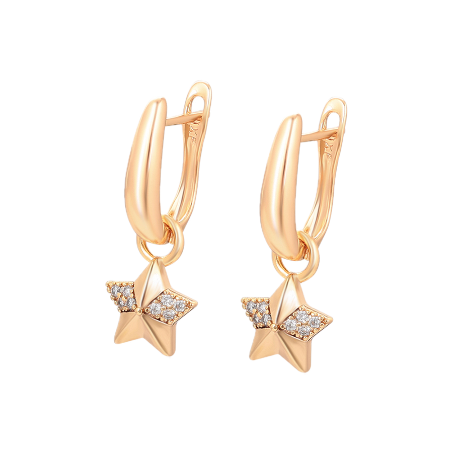 Aurela – 18K Gold Drop Earrings with White Cubic Zirconia | Elegant Daily Earrings for Women