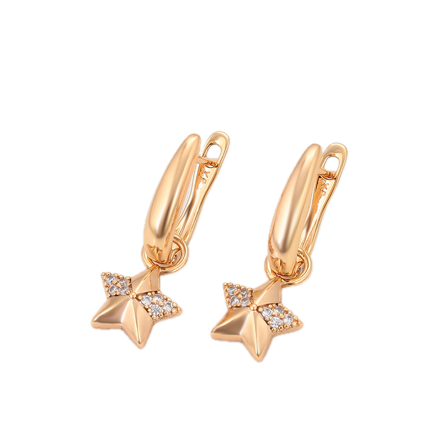Aurela – 18K Gold Drop Earrings with White Cubic Zirconia | Elegant Daily Earrings for Women