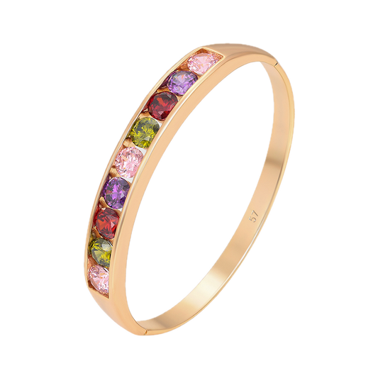 Vívara – 18K Gold Plated Bangle with Coloured Cubic Zirconia | Bold Statement Bangle for Women