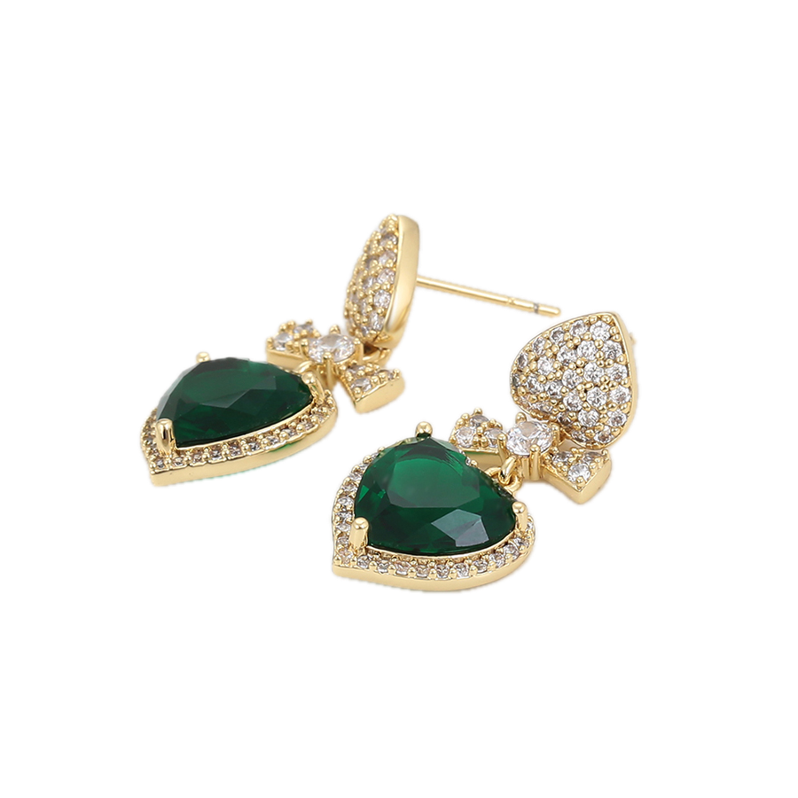 Verdena – 14K Gold Earrings with Green Cubic Zirconia | Emerald-Style Statement Earrings for Women