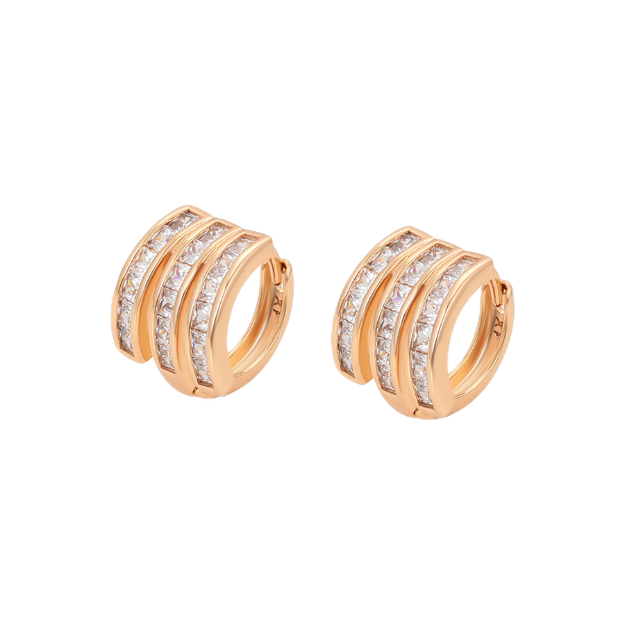 Pétala – 18K Gold Stud Earrings with White Cubic Zirconia | Classic Everyday Earrings for Women