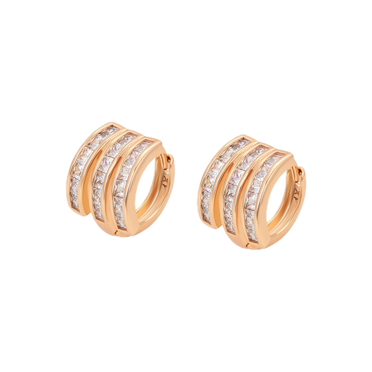 Pétala – 18K Gold Stud Earrings with White Cubic Zirconia | Classic Everyday Earrings for Women