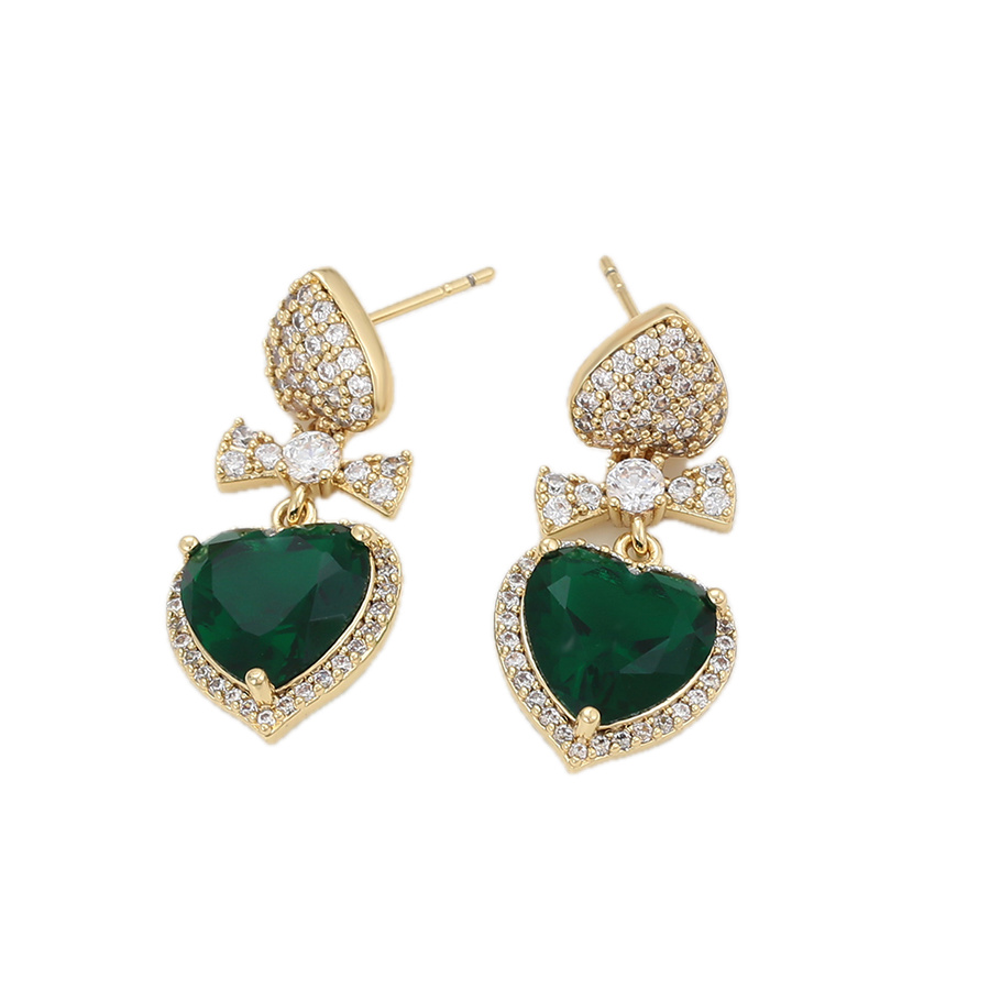 Verdena – 14K Gold Earrings with Green Cubic Zirconia | Emerald-Style Statement Earrings for Women