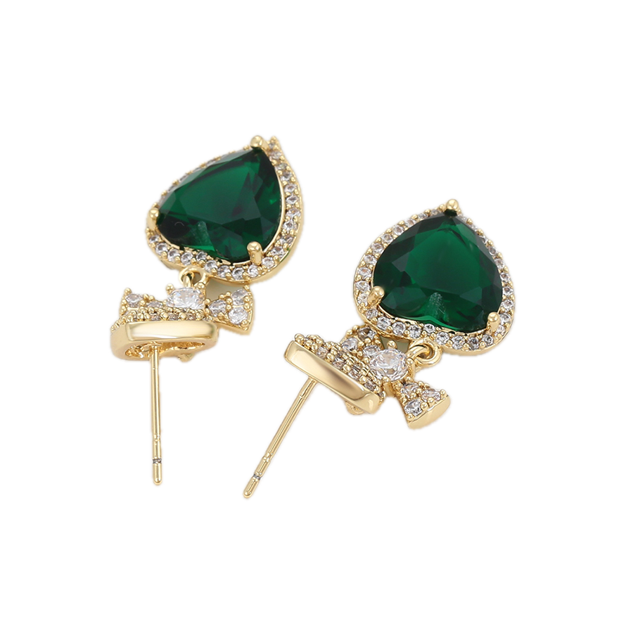 Verdena – 14K Gold Earrings with Green Cubic Zirconia | Emerald-Style Statement Earrings for Women