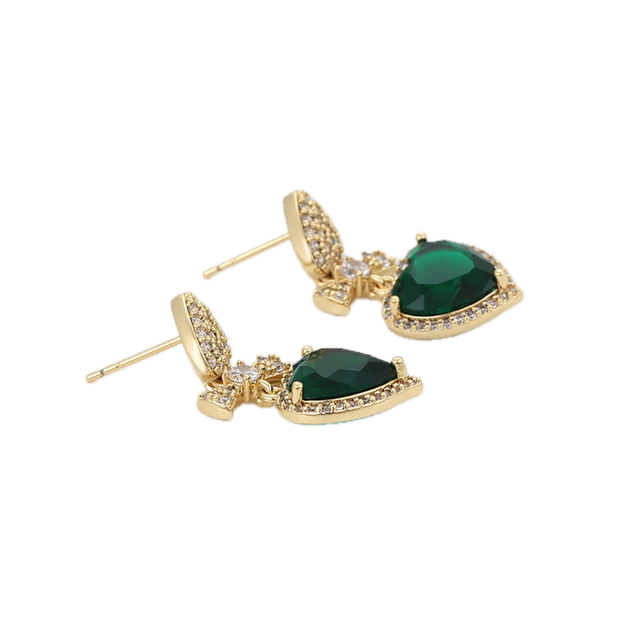 Verdena – 14K Gold Earrings with Green Cubic Zirconia | Emerald-Style Statement Earrings for Women