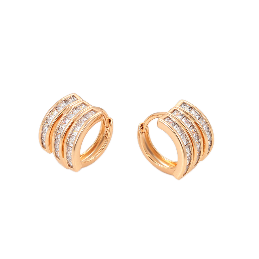 Pétala – 18K Gold Stud Earrings with White Cubic Zirconia | Classic Everyday Earrings for Women