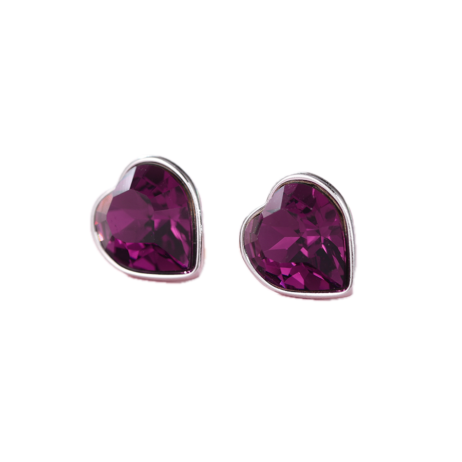Violara – Platinum Plated Stud Earrings with Purple Synthetic Crystal | Rare Statement Studs for Women