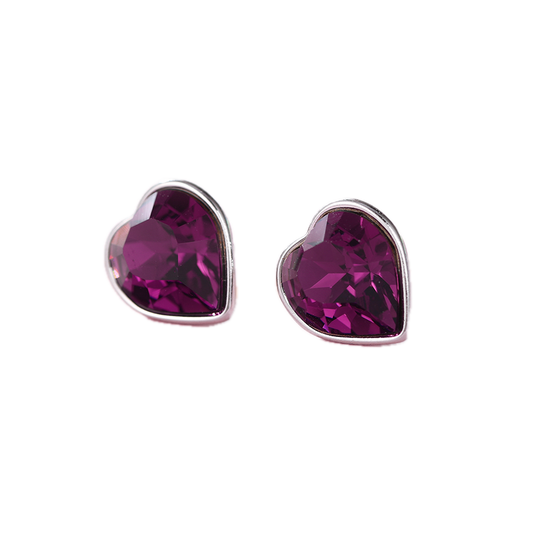 Violara – Platinum Plated Stud Earrings with Purple Synthetic Crystal | Rare Statement Studs for Women