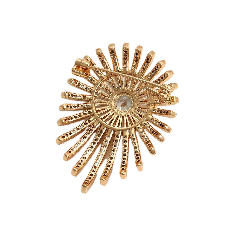 Xperia – 18K Gold Signature Brooch with White Cubic Zirconia | Monogram Statement Pin for Women