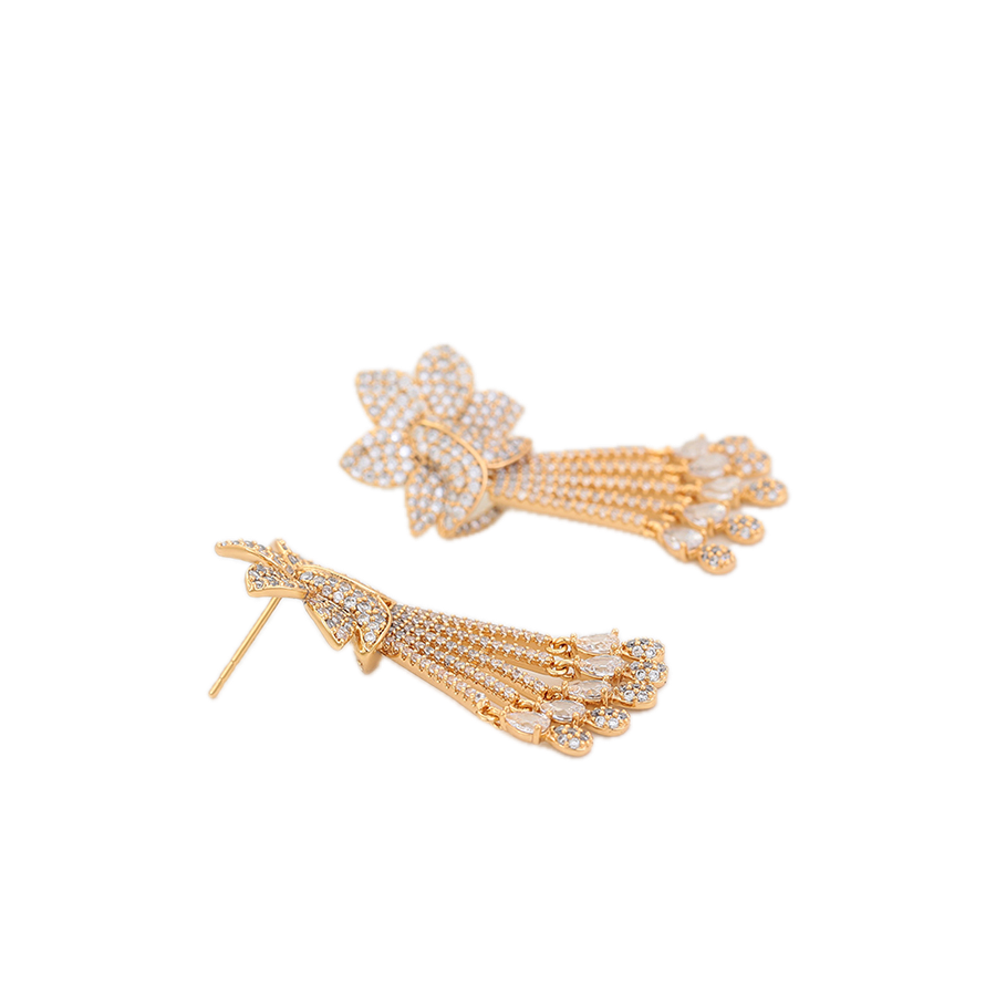 Auriva – 18K Gold Luxury Drop Earrings with White Cubic Zirconia | Celebration Earrings for Women