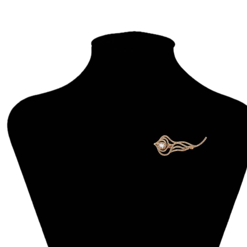 Lumaris – 18K Gold Brooch with White Cubic Zirconia | Radiant Everyday Pin for Women