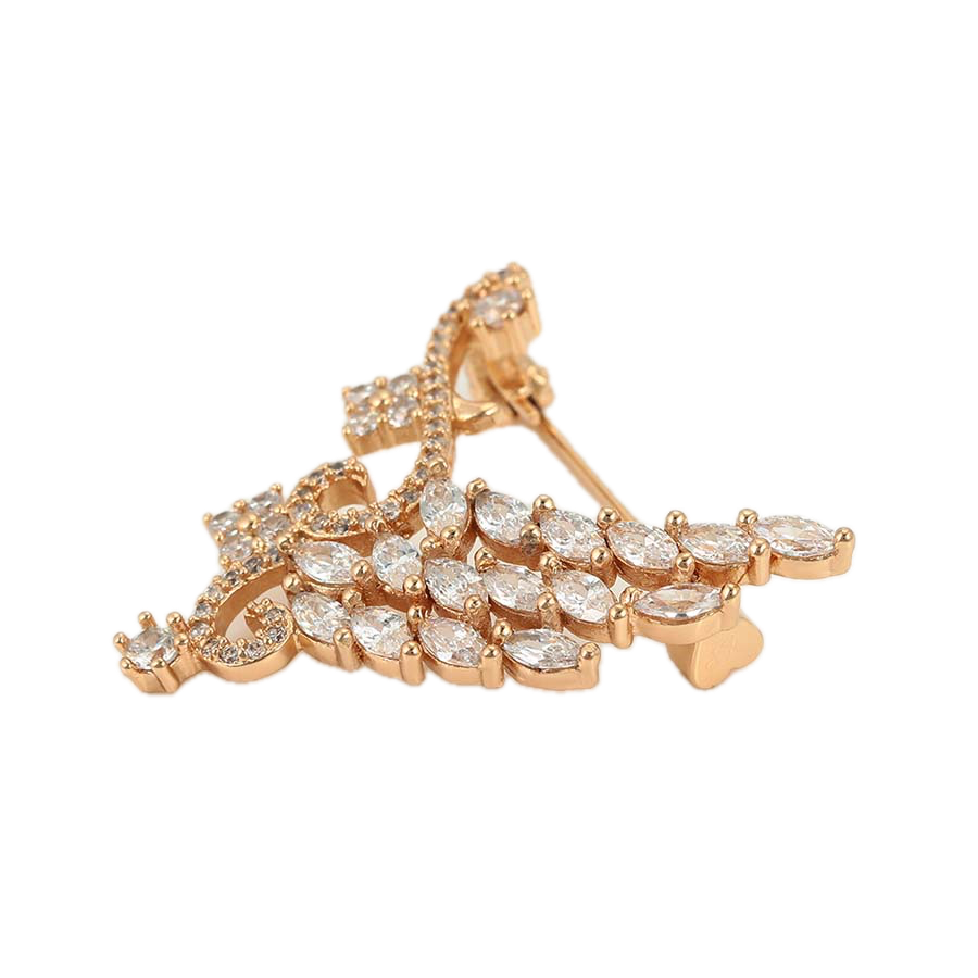 Florael – 18K Gold Brooch with White Cubic Zirconia | Delicate Refined Pin for Women