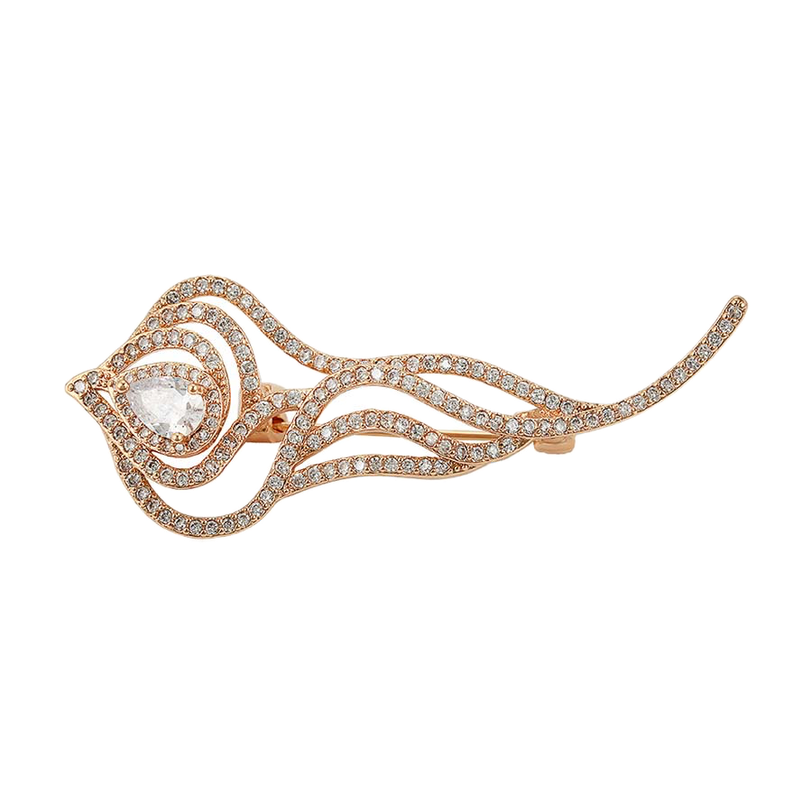Lumaris – 18K Gold Brooch with White Cubic Zirconia | Radiant Everyday Pin for Women