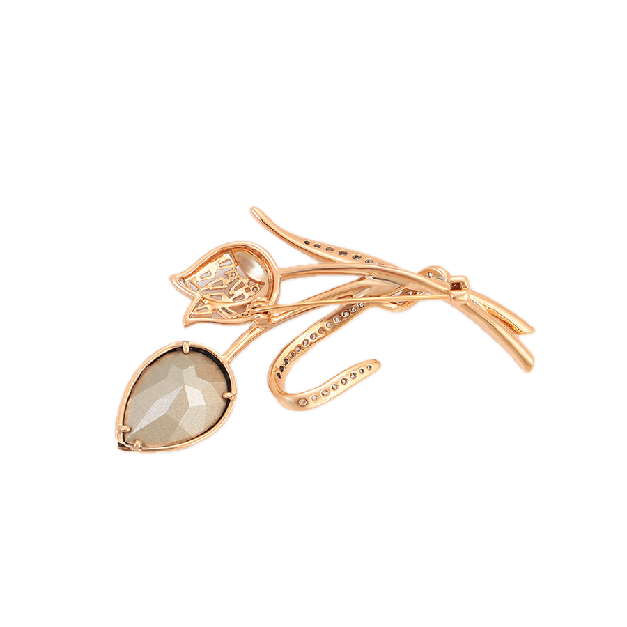 Vastura – 18K Gold Luxury Brooch with Statement Crystal | Grand Occasion Pin for Women