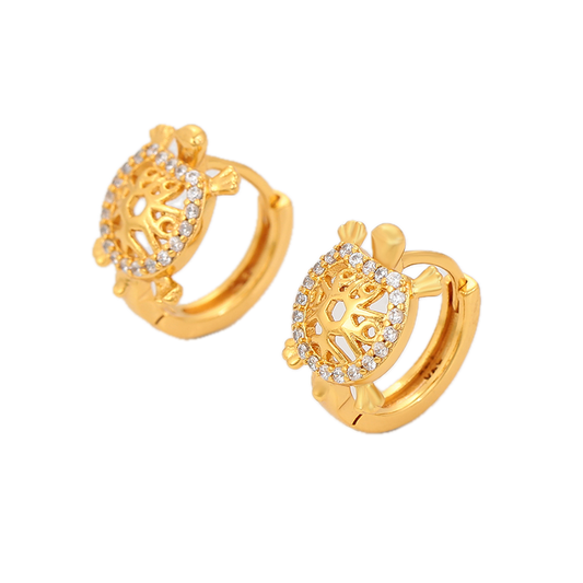 Aviera – 24K Gold Animal Shape Stud Earrings with White Cubic Zirconia | Whimsical Luxury Earrings for Women