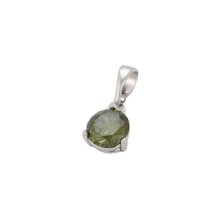 Olivène – Platinum Plated Pendant with Olive Green Cubic Zirconia | Nature-Inspired Luxury Necklace for Women