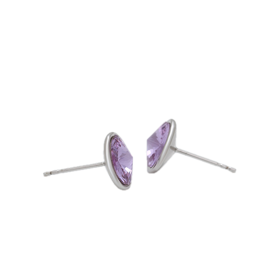 Violène – Platinum Plated Stud Earrings with Violet Synthetic Crystal | Luminous Statement Studs for Women