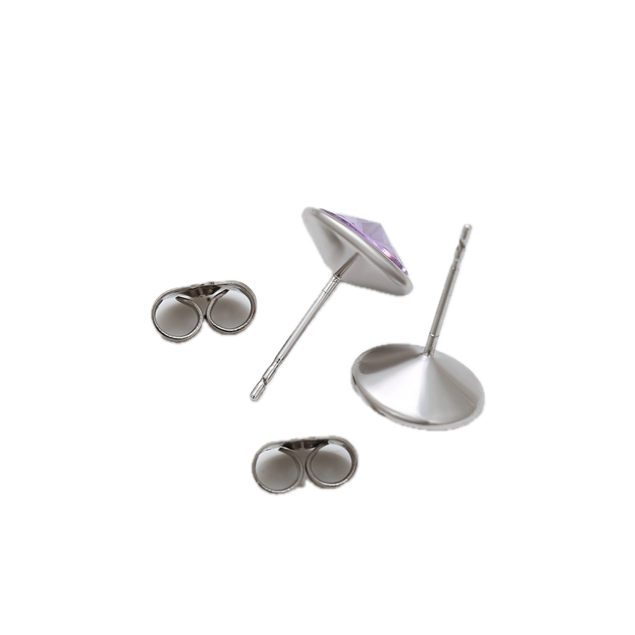 Violène – Platinum Plated Stud Earrings with Violet Synthetic Crystal | Luminous Statement Studs for Women