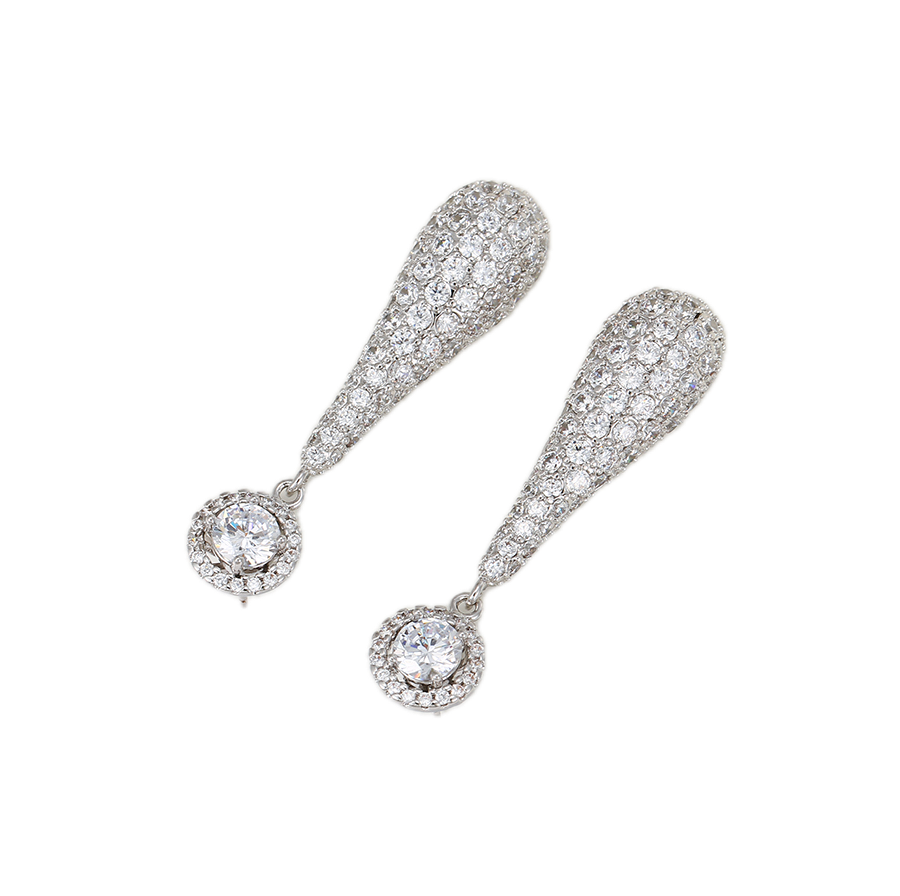 Platura – Platinum Plated Drop Earrings with White Cubic Zirconia | Refined Daily Earrings for Women