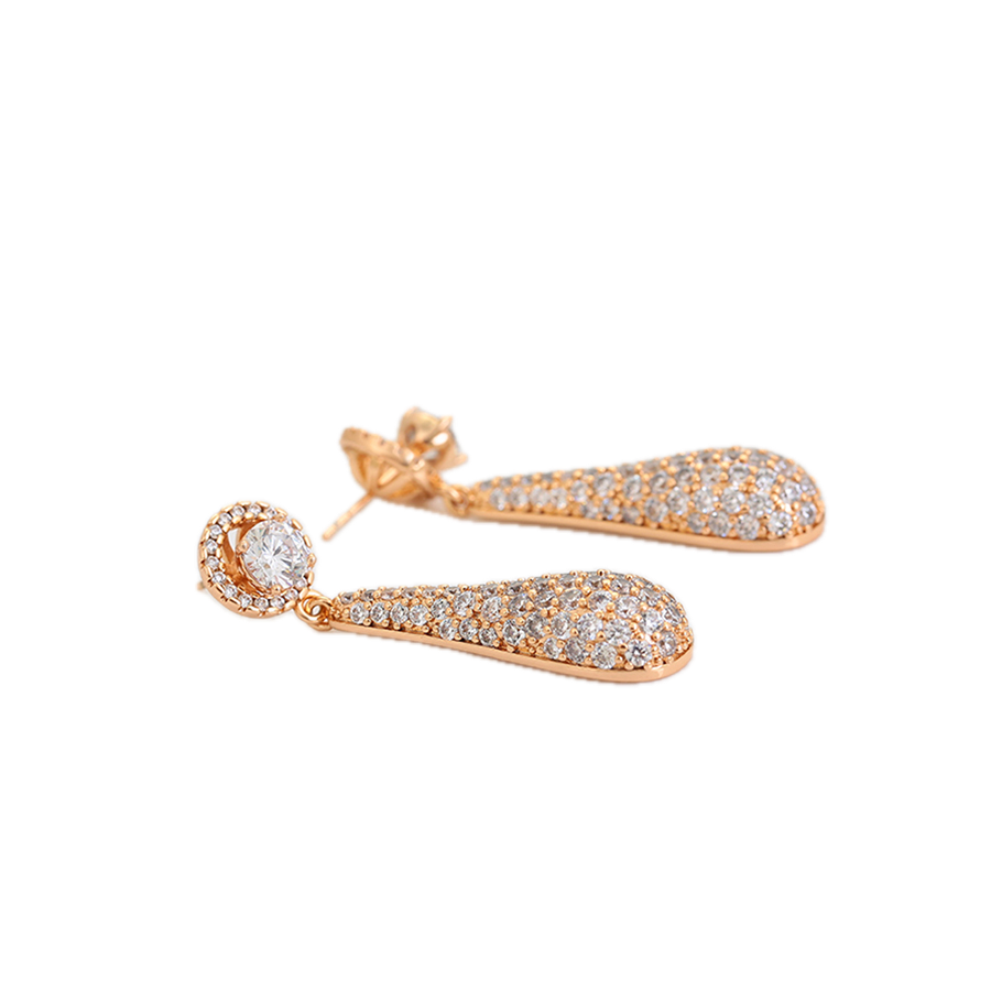 Solara – 18K Gold Luxury Drop Earrings with Statement White Cubic Zirconia | Premium Occasion Earrings for Women