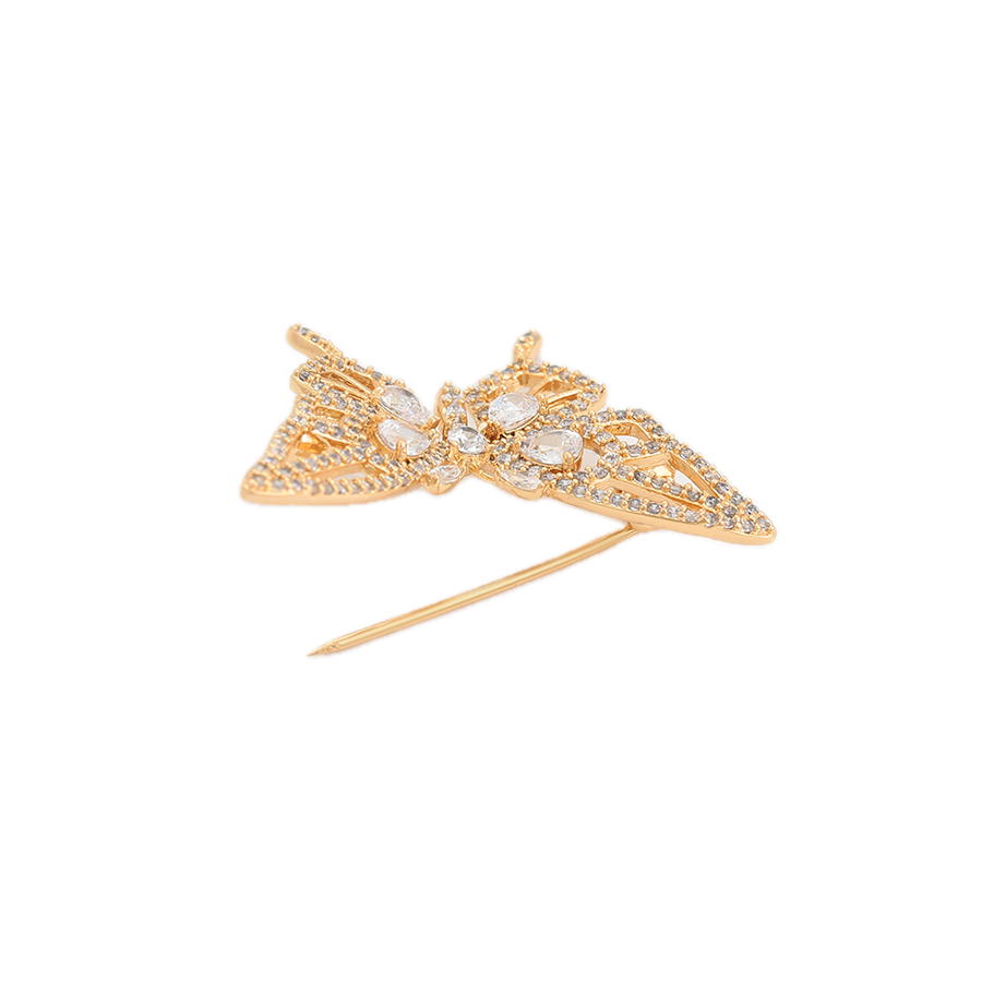 Faunara – 18K Gold Animal Shape Brooch with White Cubic Zirconia | Nature-Inspired Luxury Pin for Women