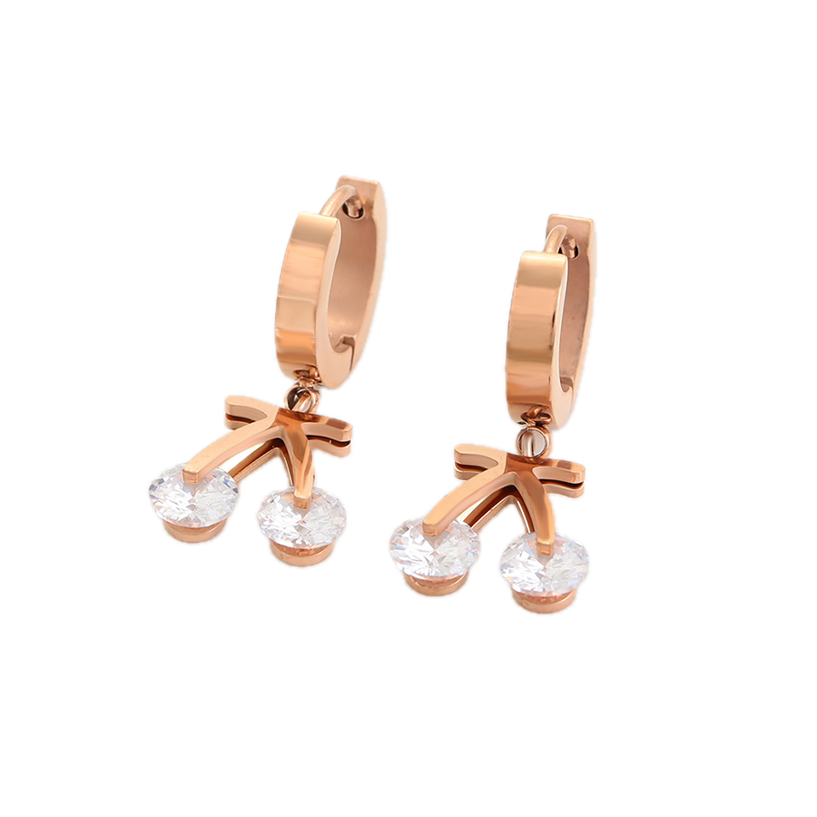 Rosaria – Rose Gold Stainless Steel Drop Earrings | Romantic Everyday Earrings for Women